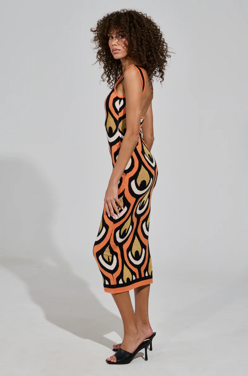ZIGGY MIDI DRESS IN ORANGE - Image 5