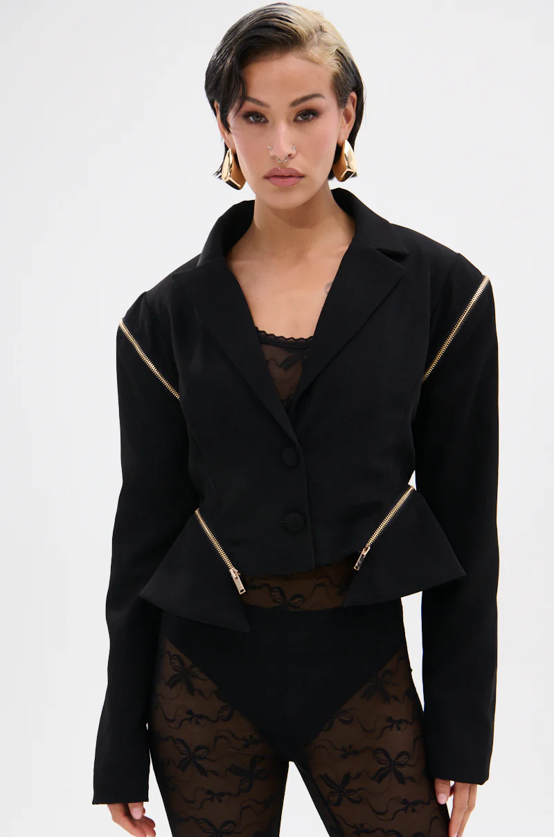 ZIPPED UP PEPLUM BLAZER - Image 5
